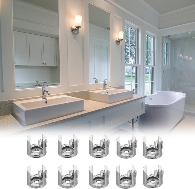 LABRIMP 10pcs Zinc Alloy Mirror Clips Glass Mount Clamp Thickened Adjustable Holder for Bathroom Wall Mounting, 6-8cm Glass Panel Support Brackets - Image 5