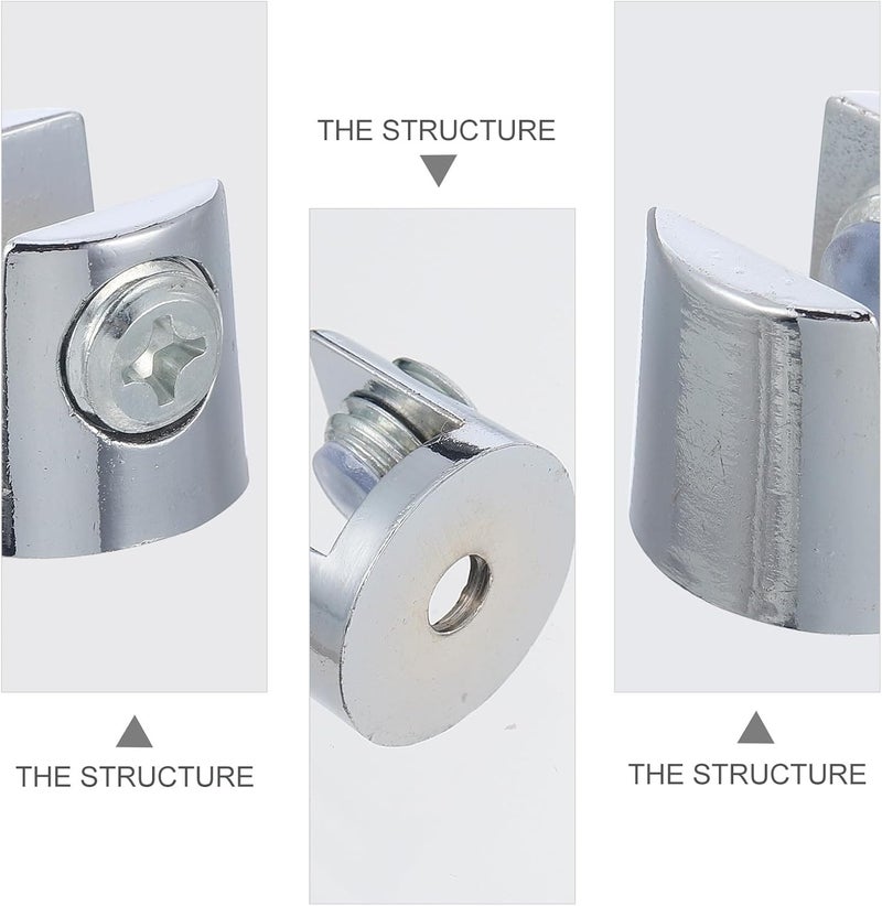 LABRIMP 10pcs Zinc Alloy Mirror Clips Glass Mount Clamp Thickened Adjustable Holder for Bathroom Wall Mounting, 6-8cm Glass Panel Support Brackets - Image 3