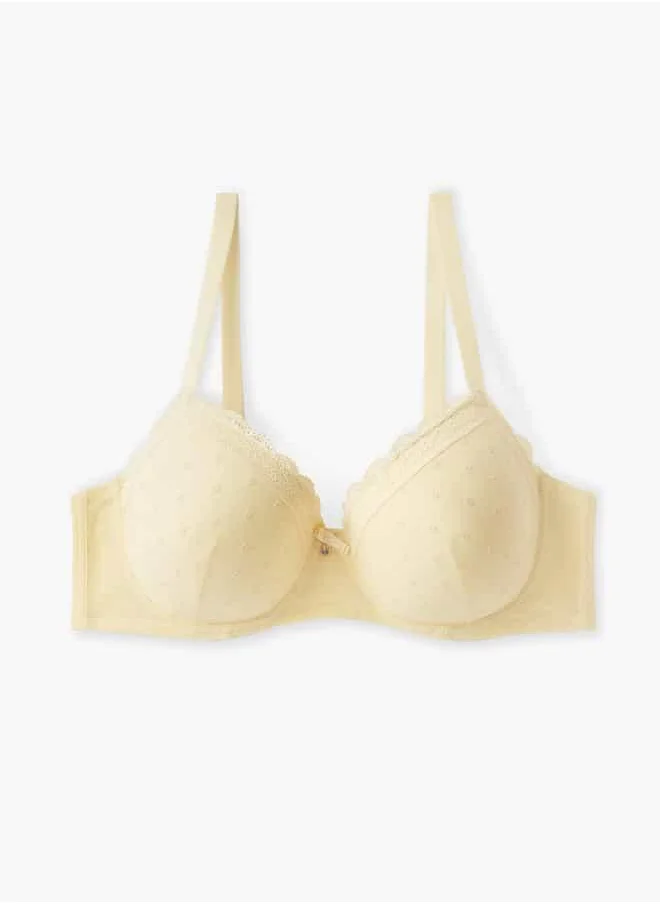 فاف Lace Detail Bra with Hook and Eye Closure