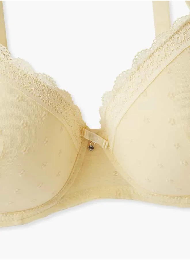 فاف Lace Detail Bra with Hook and Eye Closure