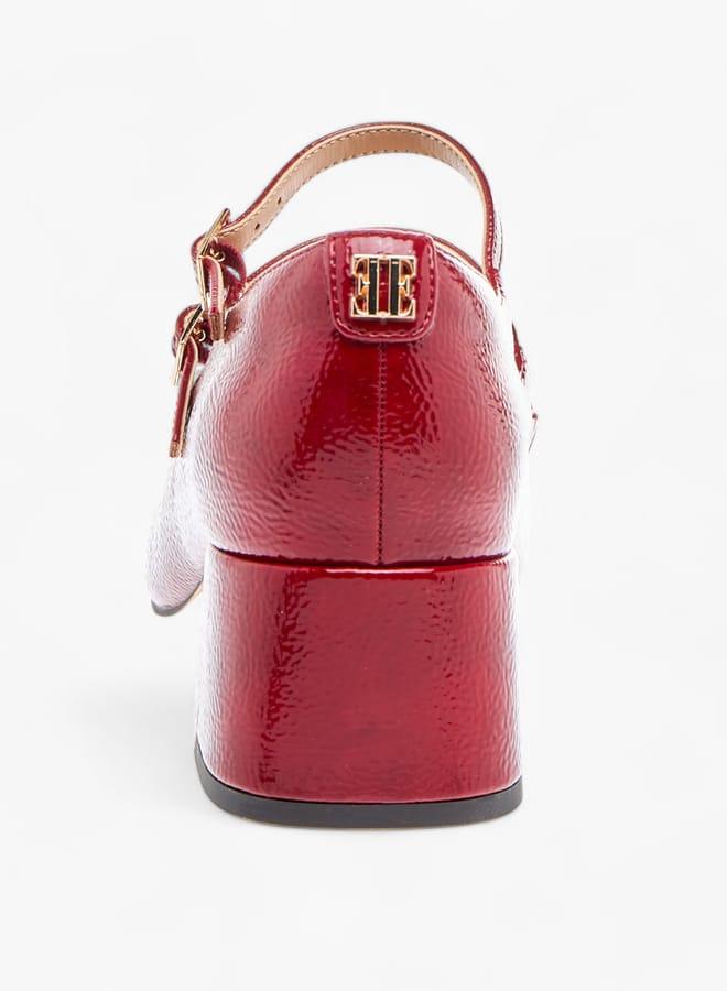 ELLE Womens Textured Double Strap Mary Jane Shoes With Block Heels - Image 5