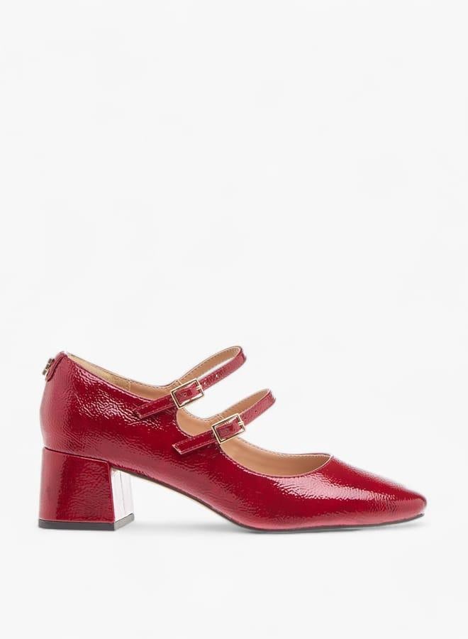 ELLE Womens Textured Double Strap Mary Jane Shoes With Block Heels - Image 3