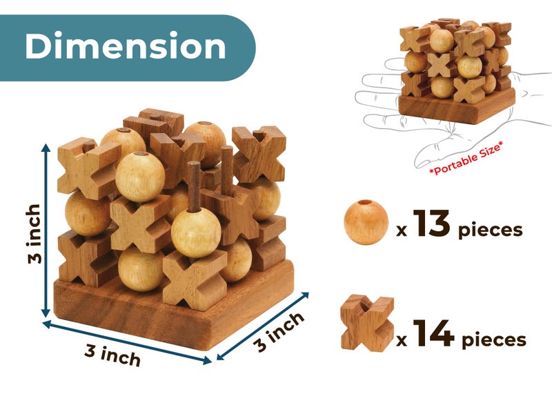 BSIRI 3D Wooden Tic Tac Toe - Rustic Coffee Table Decor, Unique Gifts for Special Occasions, Fun for All Ages in Strategic Game Night, Family Games, and More - Image 5