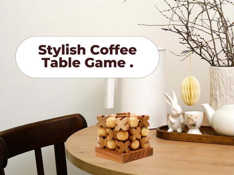 BSIRI 3D Wooden Tic Tac Toe - Rustic Coffee Table Decor, Unique Gifts for Special Occasions, Fun for All Ages in Strategic Game Night, Family Games, and More - Image 4