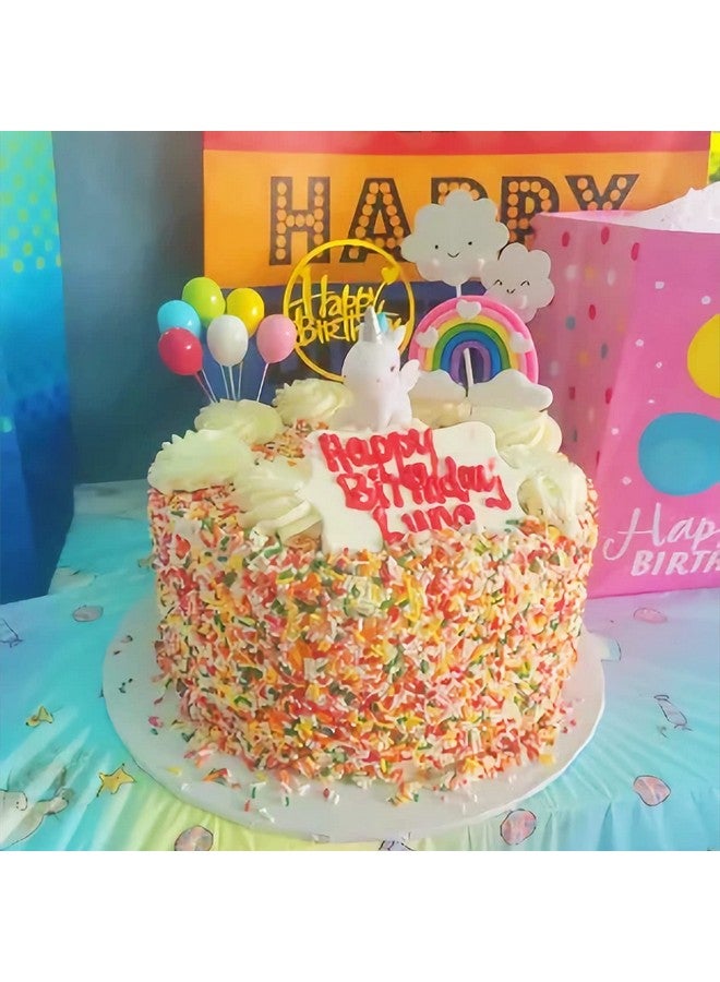Qoadwem Unicorn Cake Topper, Qoadwem 15pcs Unicorn Rainbow Cake Toppers For Girls with Rainbow Heart Unicorn Cloud Balloon Happy Birthday Cake Decorations For Boys Girls Kids Birthday - Image 3