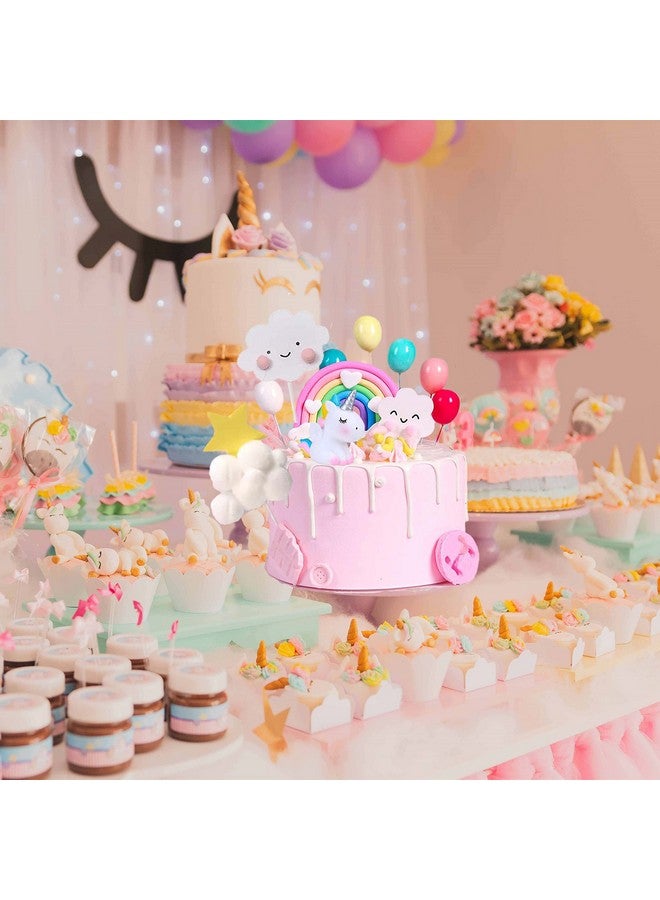Qoadwem Unicorn Cake Topper, Qoadwem 15pcs Unicorn Rainbow Cake Toppers For Girls with Rainbow Heart Unicorn Cloud Balloon Happy Birthday Cake Decorations For Boys Girls Kids Birthday - Image 5