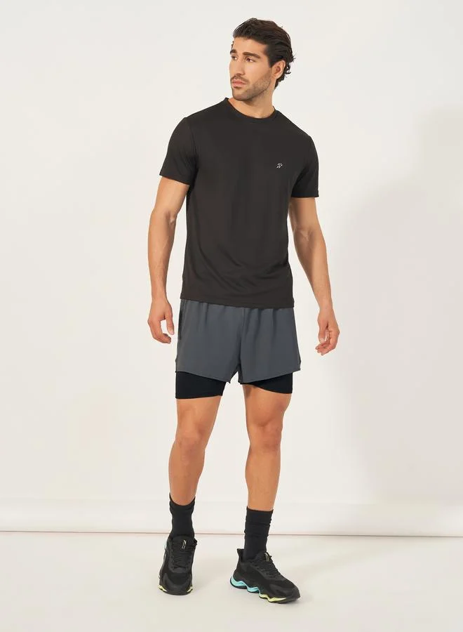 Styli Active 4-Way Stretch 2in1 Training Shorts with Side Print Detail