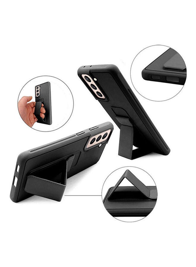 NIBEMINENT Pack Of Ceramic Nano Screen Protector With Silicone Hand Band Grip Cover Case For Samsung Galaxy S21 5G 6.7inch Black/Clear - Image 4