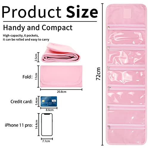 VOCHIC Money Wallet, Money Organizer for Cash with 6 Zippered Pocket Multipack Money Pouch, Cash Bill Organizer, Money Bag Small Travel Money Holder for Budgeting, Receipt and Tips (Pink) - Image 3