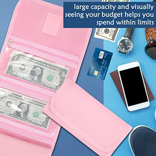 VOCHIC Money Wallet, Money Organizer for Cash with 6 Zippered Pocket Multipack Money Pouch, Cash Bill Organizer, Money Bag Small Travel Money Holder for Budgeting, Receipt and Tips (Pink) - Image 2