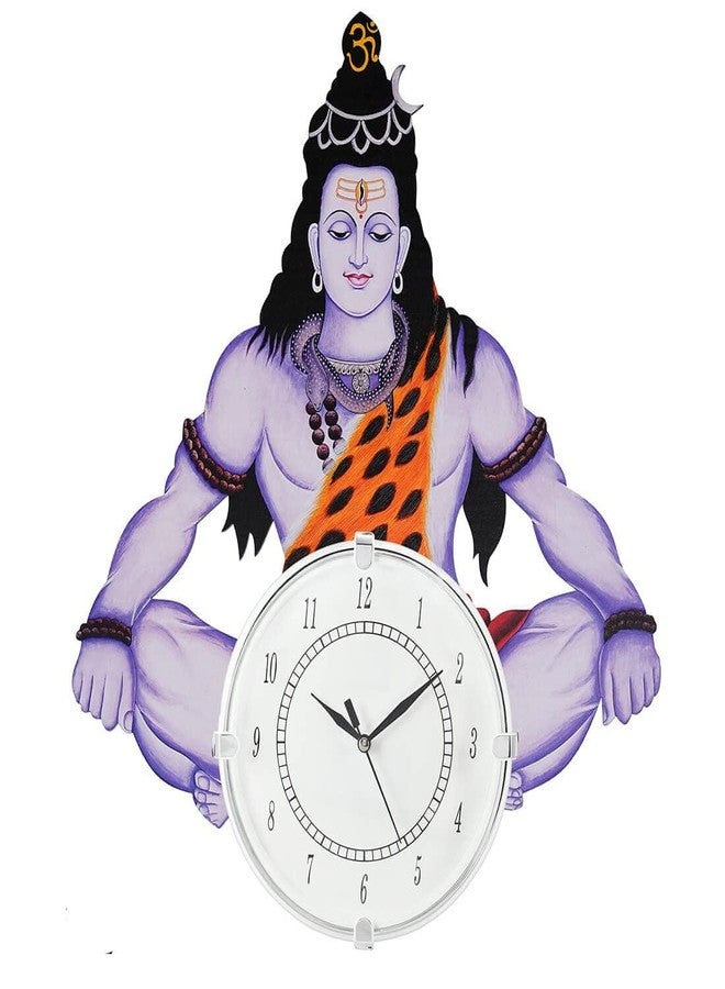 RJ kitchenware Store Shiva Lord Shiv Design Wall Clock for Home décor Living Room Hall Office Bedroom Fancy Stylish Antique Wooden Watch Hand Made Multicolour (Style 4)