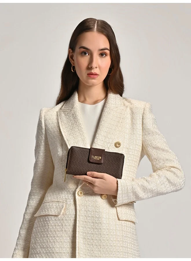 Lavie Luxe Mono Mia25 Women's Bifold Zip Wallet (Coffee)