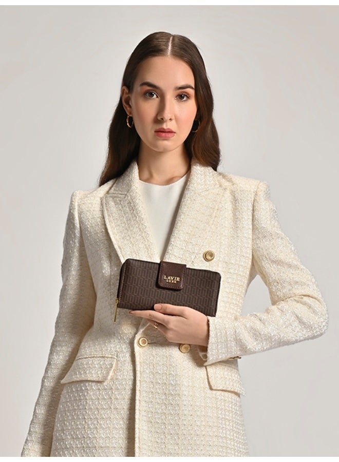 Lavie Luxe Mono Mia25 Women's Bifold Zip Wallet (Coffee) - Image 2