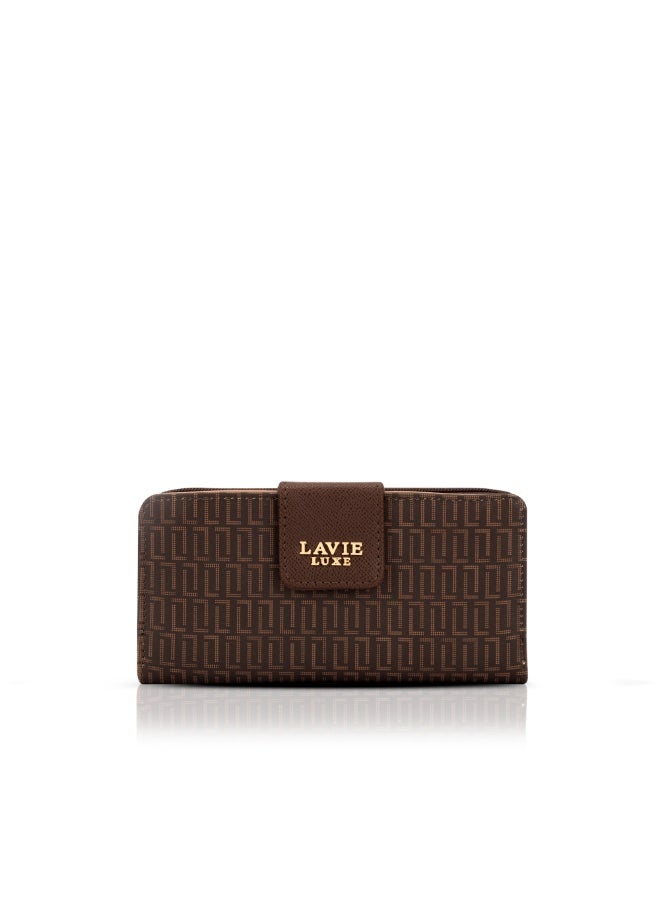 Lavie Luxe Mono Mia25 Women's Bifold Zip Wallet (Coffee) - Image 4