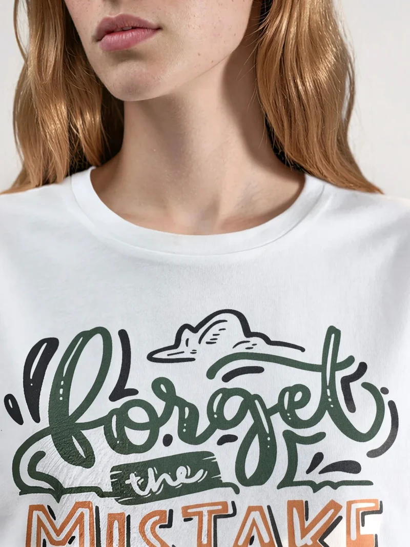 Hiccup White Printed Crop T-Shirt for Women | Best Price UAE