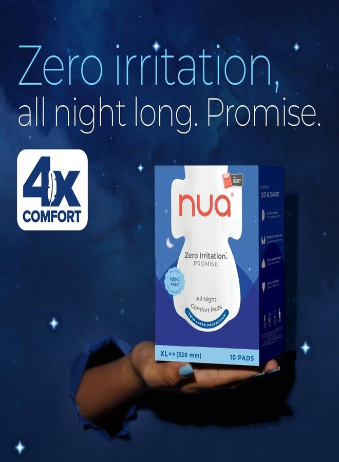Nua All Night Comfort Sanitary Pads | Pack of 20 (XL++ 320mm) | Twin Layer Protection | 50% Wider Back and Anti Stain Wings | Upto 10 Hours of Absorption | Super Soft and Breathable | No Rashes | 100% Toxic-Free - Image 2