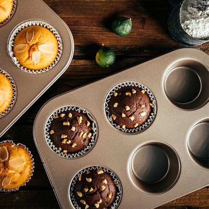 3 Pack Muffin Pan 6 Cups Nonstick Cupcake Pan For Baking Carbon Steel Muffin Tin Cupcake Baking Tray For Oven  Gold - Image 5