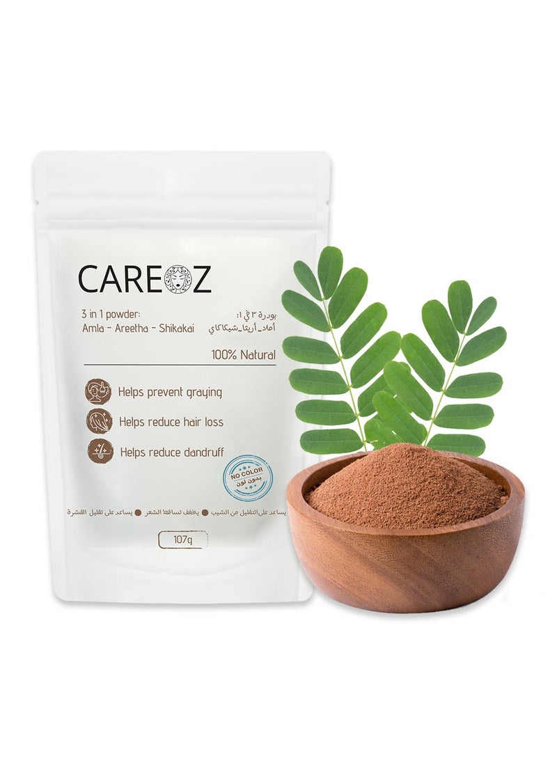 CAREOZ - CAREOZ Natural Hair Repair Kit | Neutral Henna Powder + Amla Aretha Shikakai Powder (3 in 1) | Indian Herbs for Hair - Image 1