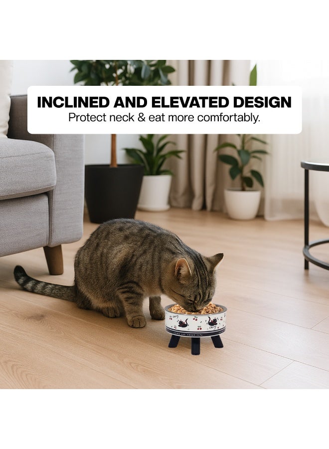 أن ان سي بيتس وعاء طعام مرتفع للقطط بتصميم قابل للفصل، مصنوع من مادة البولي بروبيلين المتينة، وقاعدة غير قابلة للانزلاق، وعاء طعام للحيوانات الأليفة من الفولاذ المقاوم للصدأ للقطط والكلاب الصغيرة، 14 سم (أسود) - Image 5