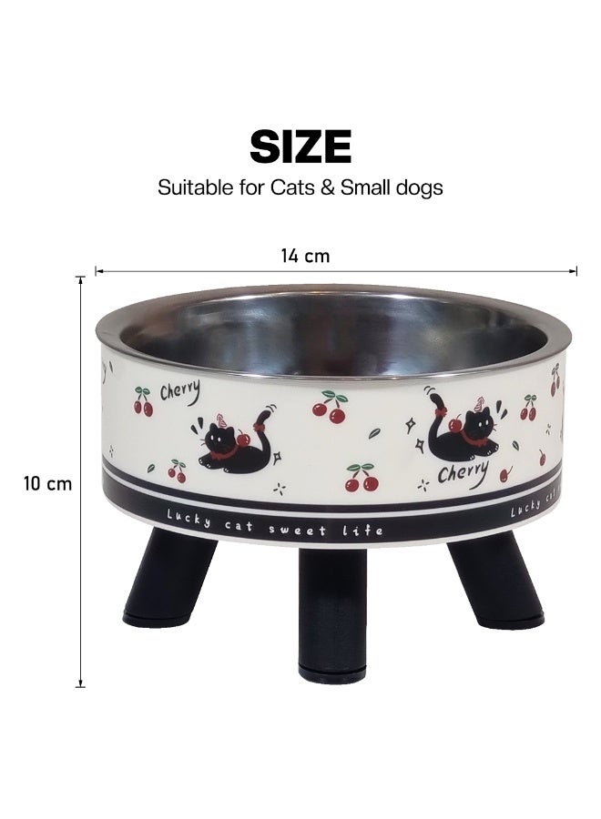 أن ان سي بيتس وعاء طعام مرتفع للقطط بتصميم قابل للفصل، مصنوع من مادة البولي بروبيلين المتينة، وقاعدة غير قابلة للانزلاق، وعاء طعام للحيوانات الأليفة من الفولاذ المقاوم للصدأ للقطط والكلاب الصغيرة، 14 سم (أسود) - Image 2