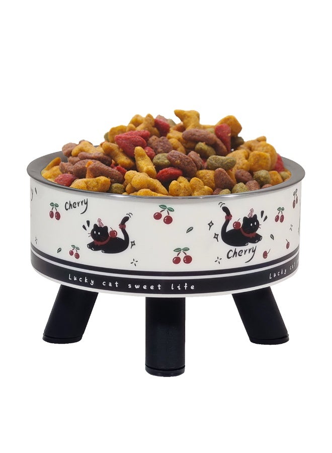 أن ان سي بيتس وعاء طعام مرتفع للقطط بتصميم قابل للفصل، مصنوع من مادة البولي بروبيلين المتينة، وقاعدة غير قابلة للانزلاق، وعاء طعام للحيوانات الأليفة من الفولاذ المقاوم للصدأ للقطط والكلاب الصغيرة، 14 سم (أسود) - Image 1