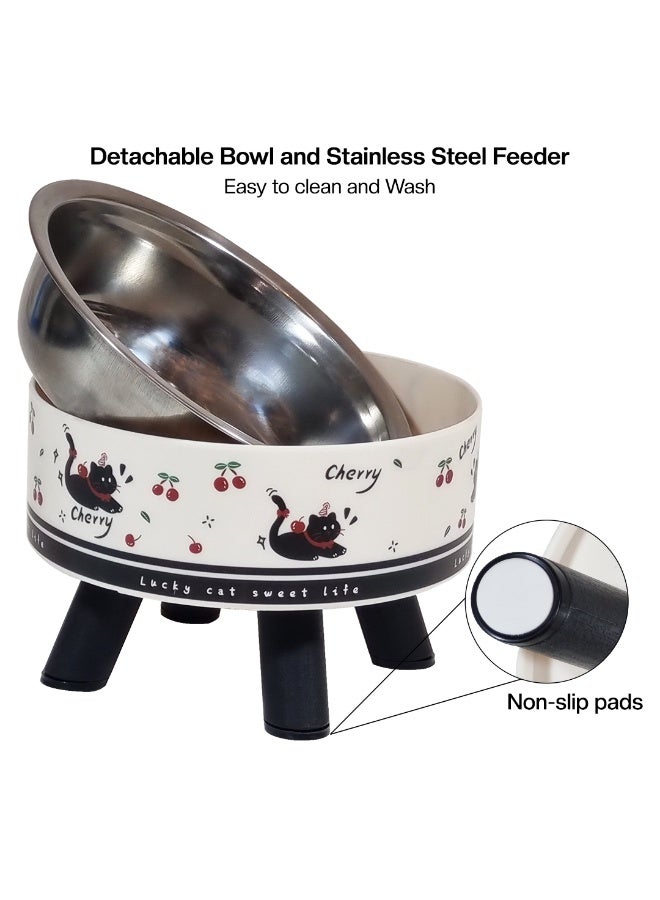 أن ان سي بيتس وعاء طعام مرتفع للقطط بتصميم قابل للفصل، مصنوع من مادة البولي بروبيلين المتينة، وقاعدة غير قابلة للانزلاق، وعاء طعام للحيوانات الأليفة من الفولاذ المقاوم للصدأ للقطط والكلاب الصغيرة، 14 سم (أسود) - Image 3