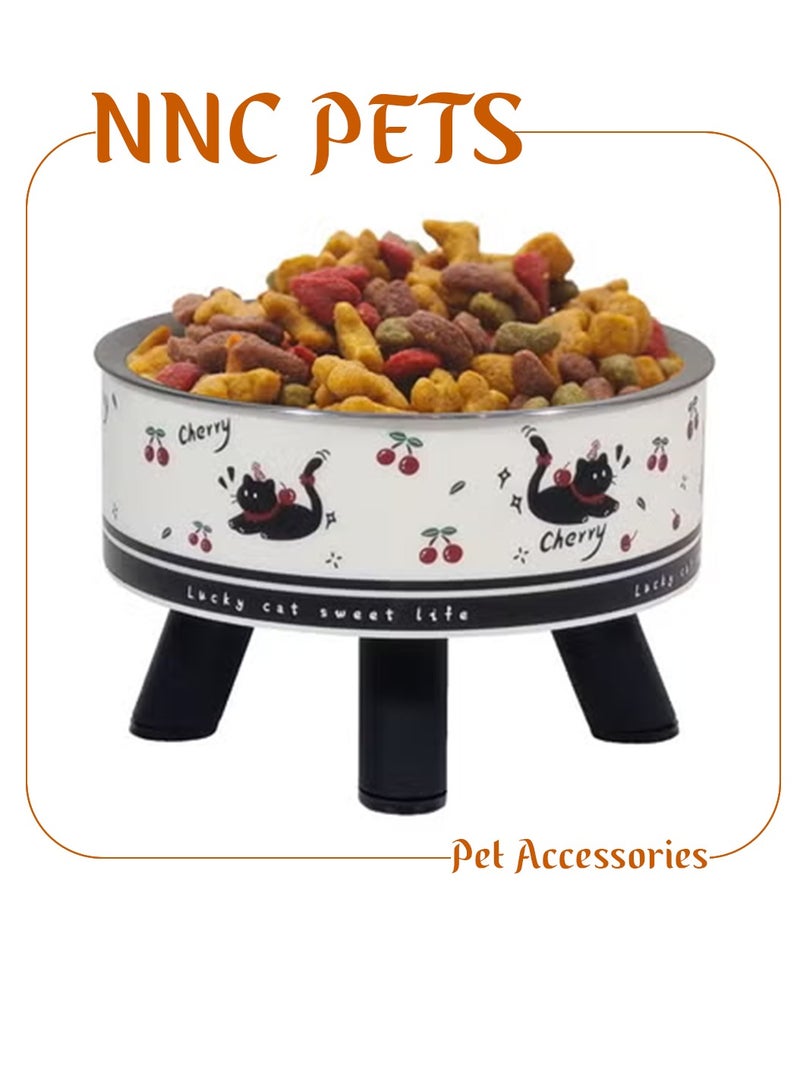 NNC PETS Raised cat bowl with Detachable design, Durable PP material, and Non-slip base, Stainless steel pet feeding bowl for Indoor cats & small dogs,  14 cm (BLACK) - Image 1