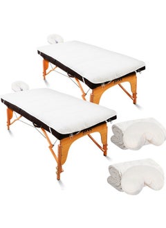 Oudain 2 Sets Quilted Fleece Massage Table Pad Set, Natural, Soft, 76 X 34 Inch Spa Massage Table Pad, Includes Pad And Face Rest Cover Professional Thick For Massage Tables Spa, Beauty Salon  - Image 1