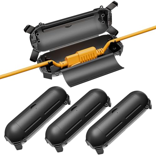 iwillink 4 Pack Outdoor Extension Cord Cover Waterproof - Weatherproof Electrical Connection Box for Outdoor Outlet, Plug, Socket, Christmas Holiday Decoration, Power Tool, Black - Image 1