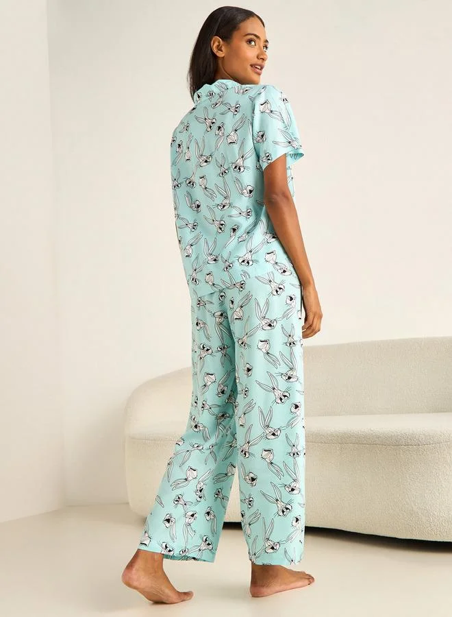 Splash FAV Pyjama Set Button-Down Shirt & Trousers Viscose