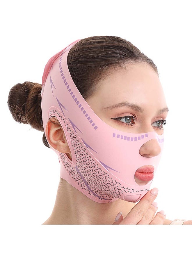 حزام الذكنة لرفع الوجه للنوم, مزدوج ذكنة مخفض, قابلة لإعادة الاستخدام 3D V خط رفع القناع, الجرافين التنفس Lce الحرير الوجه رفع القناع للحد من الذكنة مزدوجة - Image 1