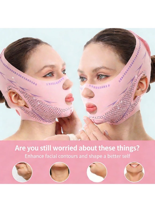 حزام الذكنة لرفع الوجه للنوم, مزدوج ذكنة مخفض, قابلة لإعادة الاستخدام 3D V خط رفع القناع, الجرافين التنفس Lce الحرير الوجه رفع القناع للحد من الذكنة مزدوجة - Image 3