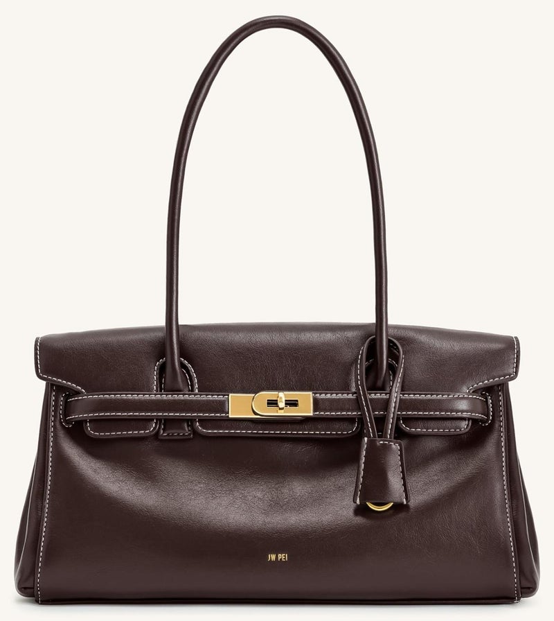 جي دبليو بي JW PEI Yara حقيبة يد واحدة للنساء 2025 تصميم جديد حديث - بني داكن - Image 1