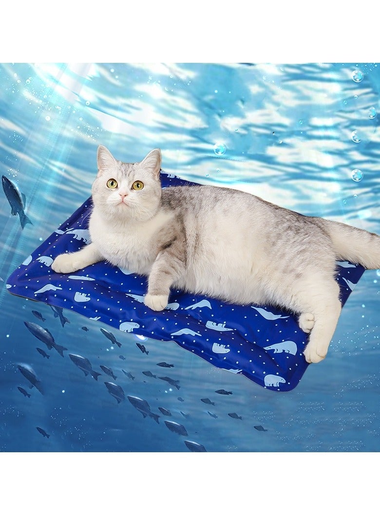 SINCHER SINCHER Summer Cooling Mat & Sleeping Pad Pet cooling mat- Cat Dog Cooling Mat,RReversible Cold Gel Cooling Pads Safe Physical Cooling Dog Kennel,Sofa,Floor Washable Summer Pet Pads (60*90CM Nav Blue)  - Image 1