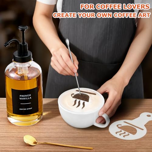 MUVEKA Coffee Syrup Dispenser for Bar, Glass Syrup Bottle with Pump, Coffee Pump Dispenser Bottle, Spoon for Station,16.9 oz, 500 ml - Image 4