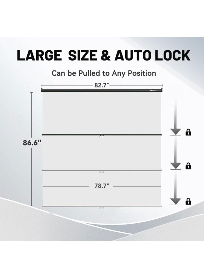 RAUBAY TWS220 Retractable Pull Down White Screen 200x220cm – Wrinkle-Resistant Polyester Backdrop, Auto-Lock Wall Mount System, For Video Production, Streaming & Photography - Image 2