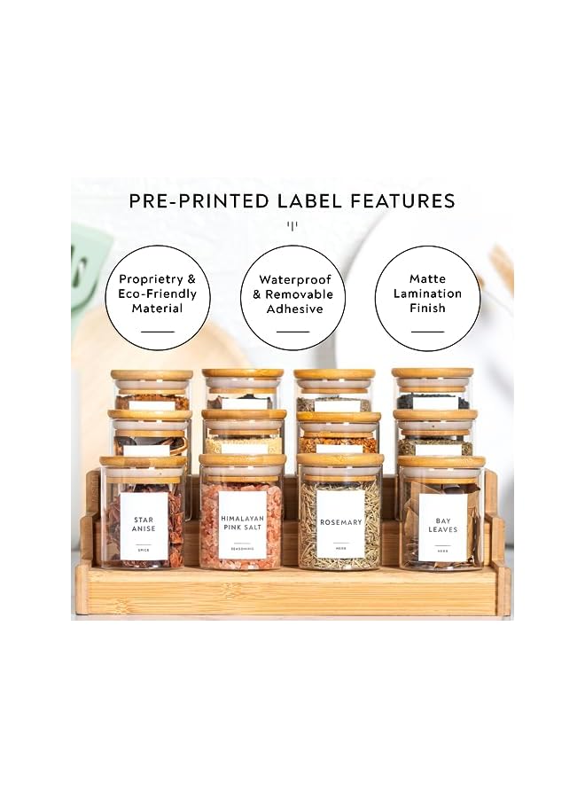 IAF 6oz 12Packs Glass Jars Set, Cylinder Spice Jars with Bamboo Lids and Customized Labels, Food Storage Container Canisters for Home Kitchen, Spice, Herbs, Seasoning, Seed, Tea, Sugar, Salt - Image 5