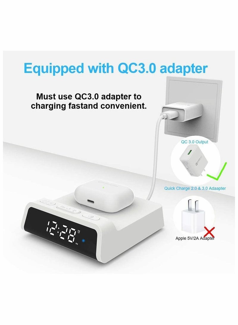 Y&D Digital Alarm Clock with 15W Fast Wireless Charging Pad Snooze 4 Brightness 12/24H for iPhone Galaxy Samsung LG Android Charger Additional USB Port - Image 3