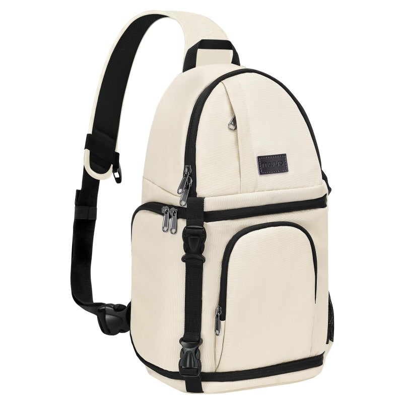 MOSISO Camera Sling Bag DSLRSLRMirrorless Camera Case Shockproof Photography Camera Backpack with Tripod Holder Removable Modular Inserts Compatible with CanonNikonSonyFuji Beige - Image 2