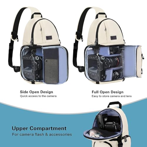 MOSISO Camera Sling Bag DSLRSLRMirrorless Camera Case Shockproof Photography Camera Backpack with Tripod Holder Removable Modular Inserts Compatible with CanonNikonSonyFuji Beige - Image 3