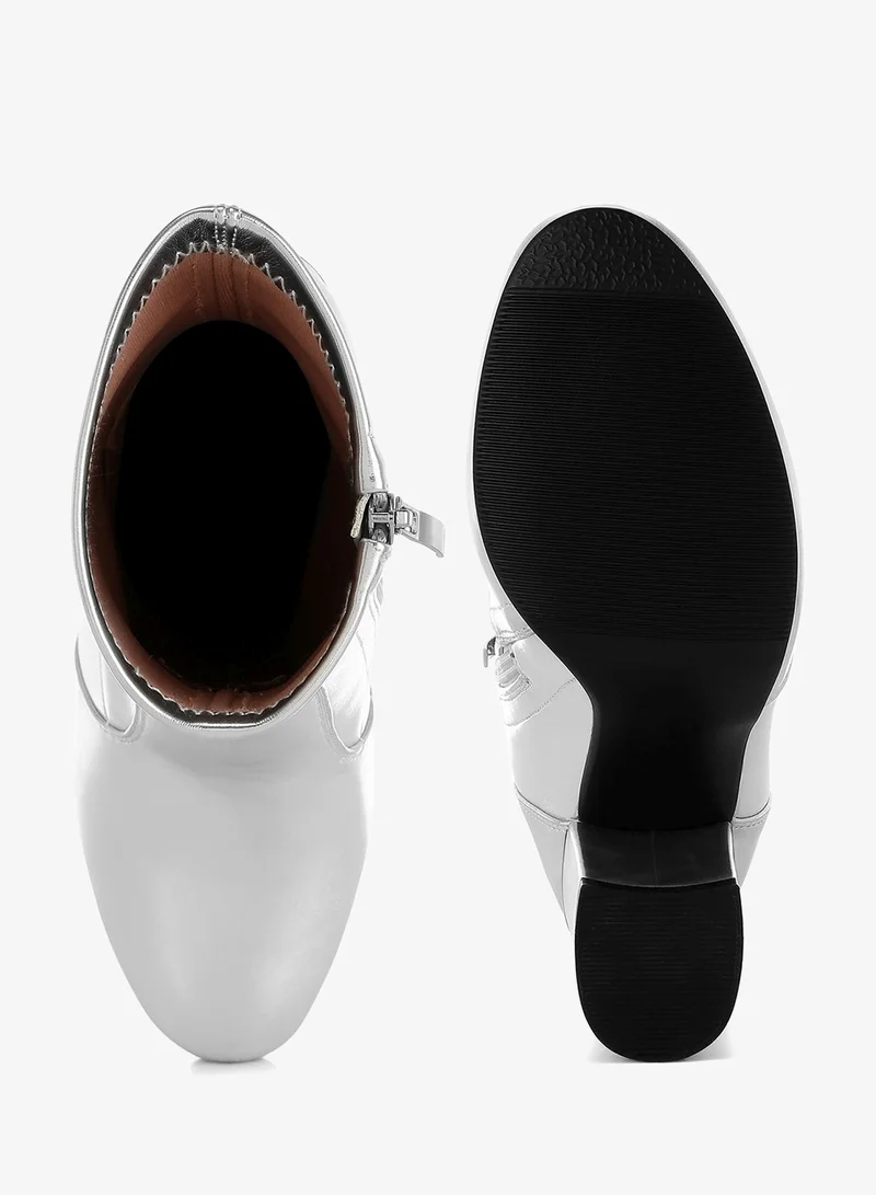 London Rag Metallic Pleather Sock Boots in Silver