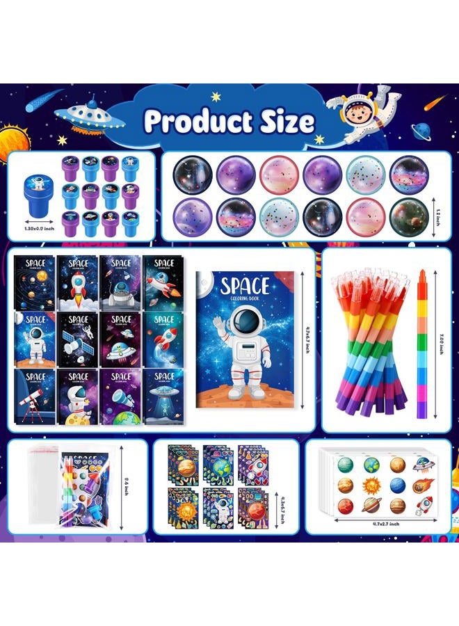 BenLouis 168Pcs Outer Space Themed Party Favors Space Alien Coloring Books Crayons Sticker Stampers Set Bulk Classroom Prizes for Kids Astronaut Planet Birthday Party Goodie Bags Fillers - Image 3