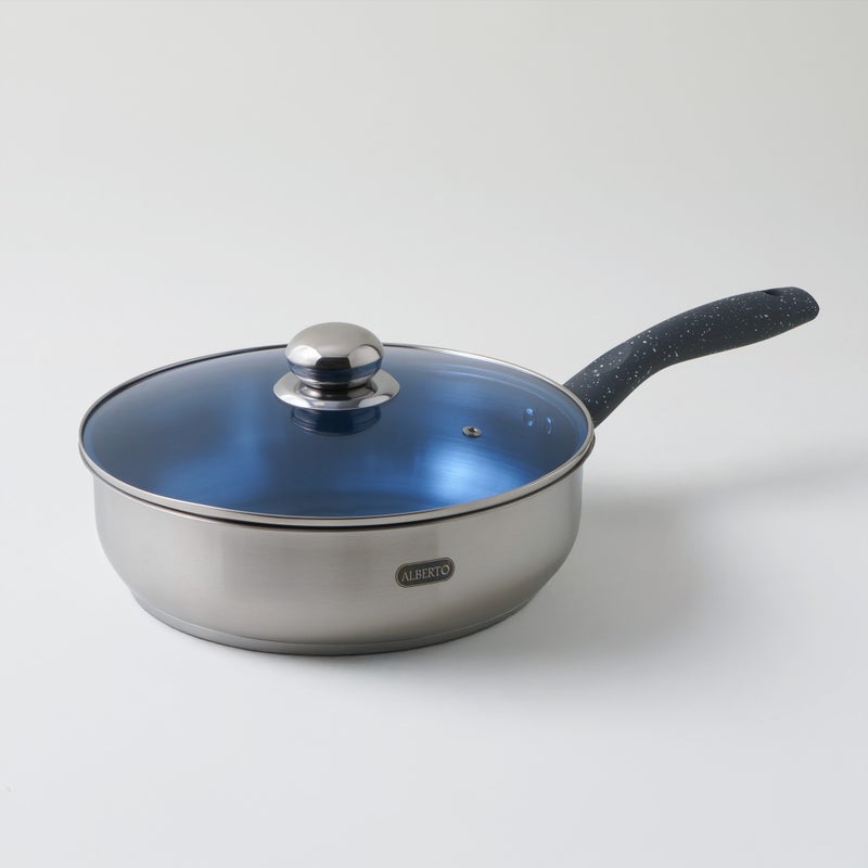 ألبرتو مقلاة مع غطاء ستانلس ستيل 20*5.5سم 1.7 لتر، فضي - Image 1