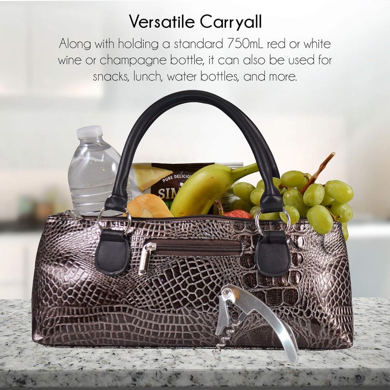 Primeware Wine Clutch Bag (Thermal Insulated) Trendy Women’s Carry Tote | Holds Red & White 750mL Bottles | Trendy Fashion | Incl. Portable Waiter-Style Corkscrew - Image 5