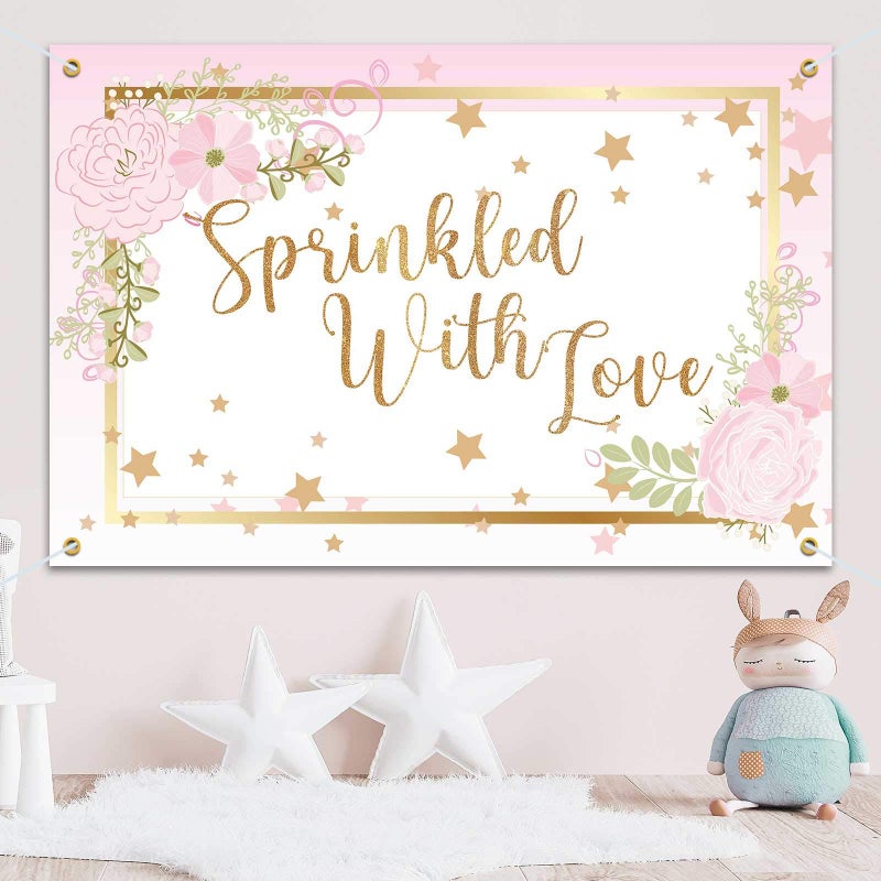 PAKBOOM Sprinkled with Love Backdrop Banner - Baby Shower Party Decorations for Boy Girl - 6x4ft - Image 5