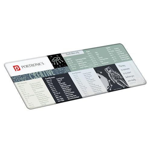 Portronics Comfipad 2 Extended Mouse Pad with Windows Shortcuts Design, Non-Slip Base, Stitched Edges, High-Precision Smooth Surface, Water Resistant Keyboard Pad for Gaming, Office & Home (Grey) - Image 1