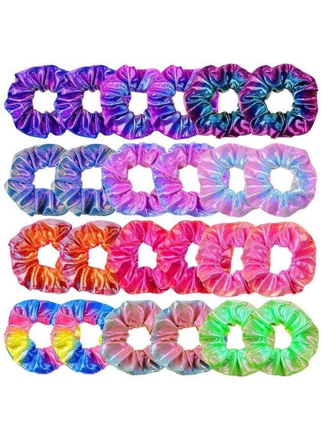 OCATO 24Pcs Hair Scrunchies For Girls Shiny Metallic Scrunchies Cute Elastic Hair Bands Scrunchy Hair Ties Ponytail Holder For Girls Women Hair Accessories With A Gift Bag For Gym Dance Party Club - Image 1