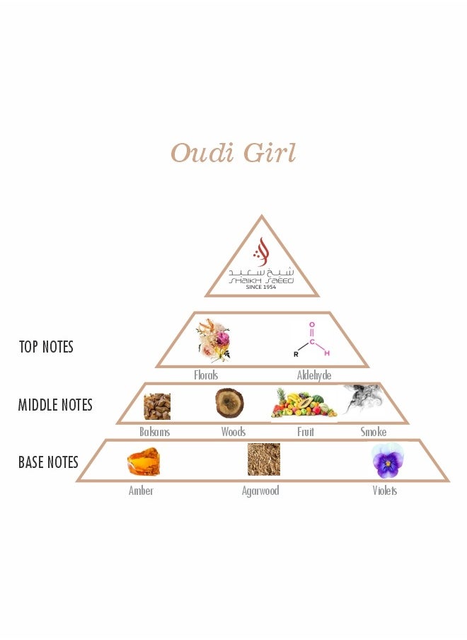 Shaikh Saeed - Oudi Girl Oud Perfume for Womens 100ml by Al Hunaidi Perfumes-Long Lasting Perfume for Women made with woody and floral notes - Image 1