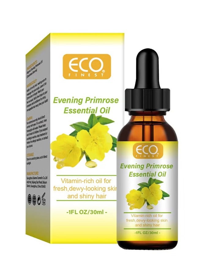 ECO Organic Evening Primrose Oil for Face, with Vitamin C , Deep Hydration, Anti-Aging, Reduces Fine Lines and Wrinkles, Improves Skin and Hair 30ml - Image 1