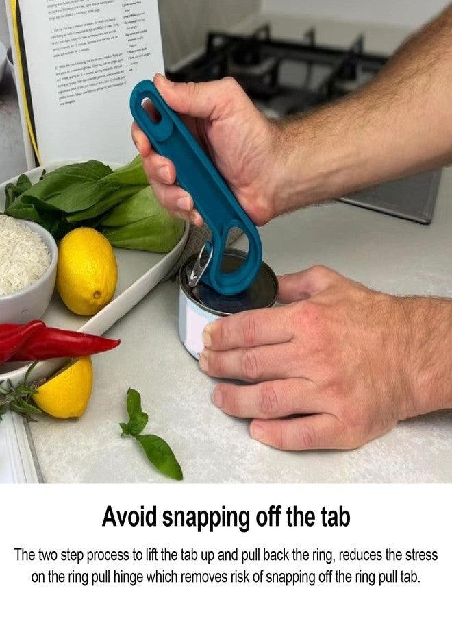CHEOTIME 2pcs Easy Open loop Pull Can Openers, J Hook Can Opener Pull Tab No Slip Ergonomic Grip Jars Can Lid Lifter Manual loop Top Soda Tin Bottle Opener Tool (Blue) - Image 5